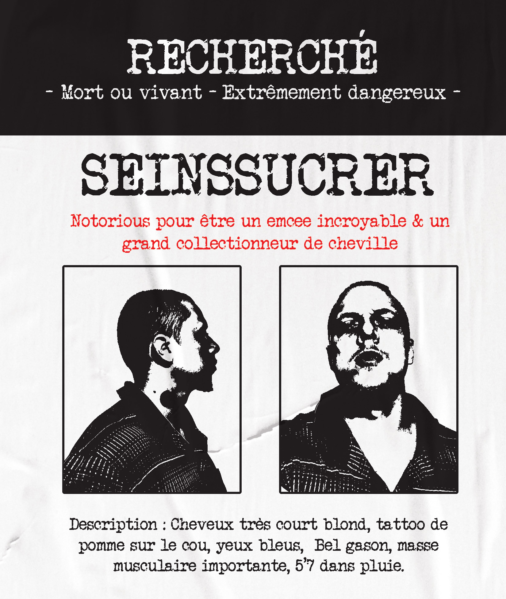 Poster Recherch Mort Ou Vivant Extr mement Dangeureux SeinsSucrer
